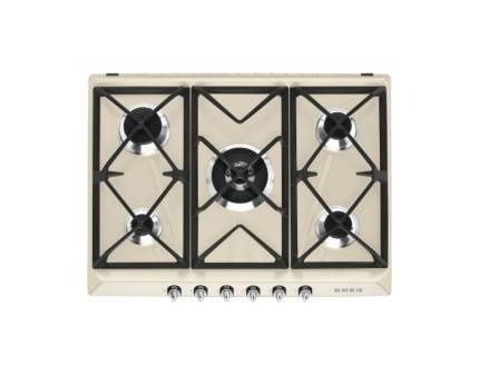Plita incorporabila pe gaz Smeg Victoria SR975PGH, crem , 70 cm, Wok, fonta