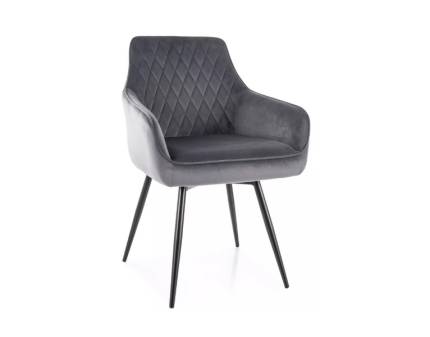 Scaun tapitat SERVIO VELVET rotativ, catifea grey 55x58xH88cm, picioare negre