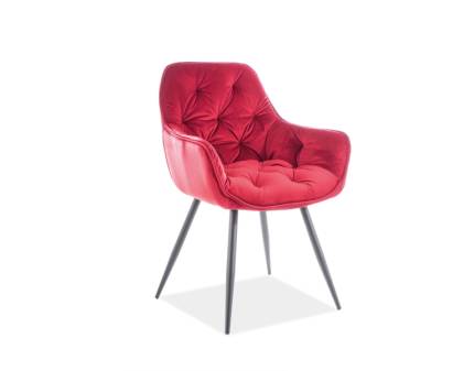 Scaun tapitat CHERRY VELVET catifea bordo 57x58xH87cm, picioare negre
