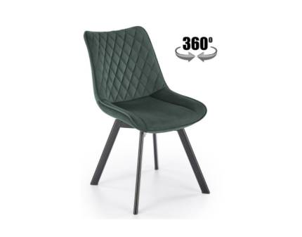 Scaun tapitat K520 rotativ, catifea green 46x47xH80cm, picioare negre