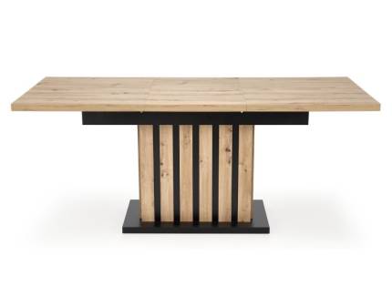 Masa extensibila LAMELLO din PAL nuanta lemnului, PAL negru si lemn 130-180x80xH76cm