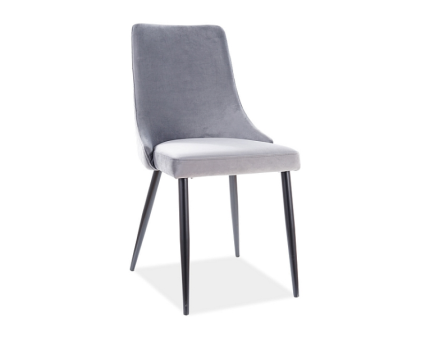 Scaun tapitat PIANO B VELVET catifea grey 47x59xH93cm, picioare negre