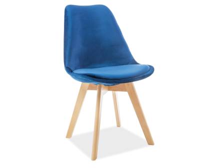 Scaun tapitat DIOR VELVET I design scandinav, catifea blue 52x48xH86cm, picioare fag
