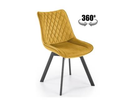 Scaun tapitat K520 rotativ, catifea curry 46x47xH80cm, picioare negre